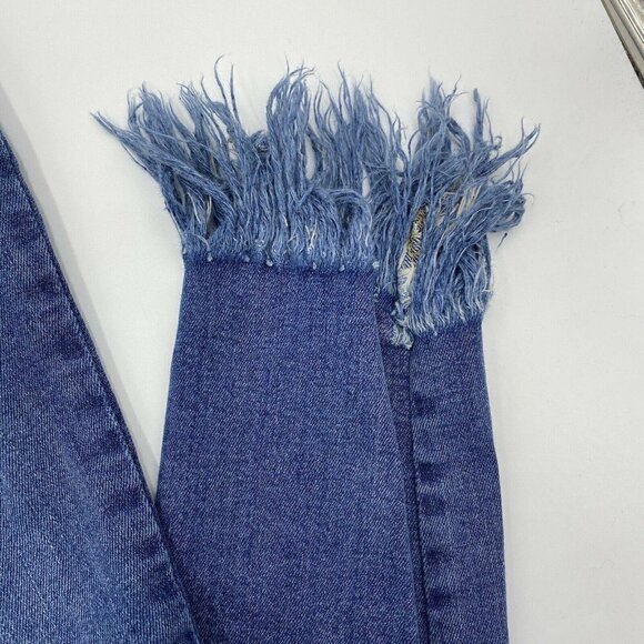 Free People Sz 25x26 Ripped Fray Raw Hem Skinny Jeans - Picture 4 of 8